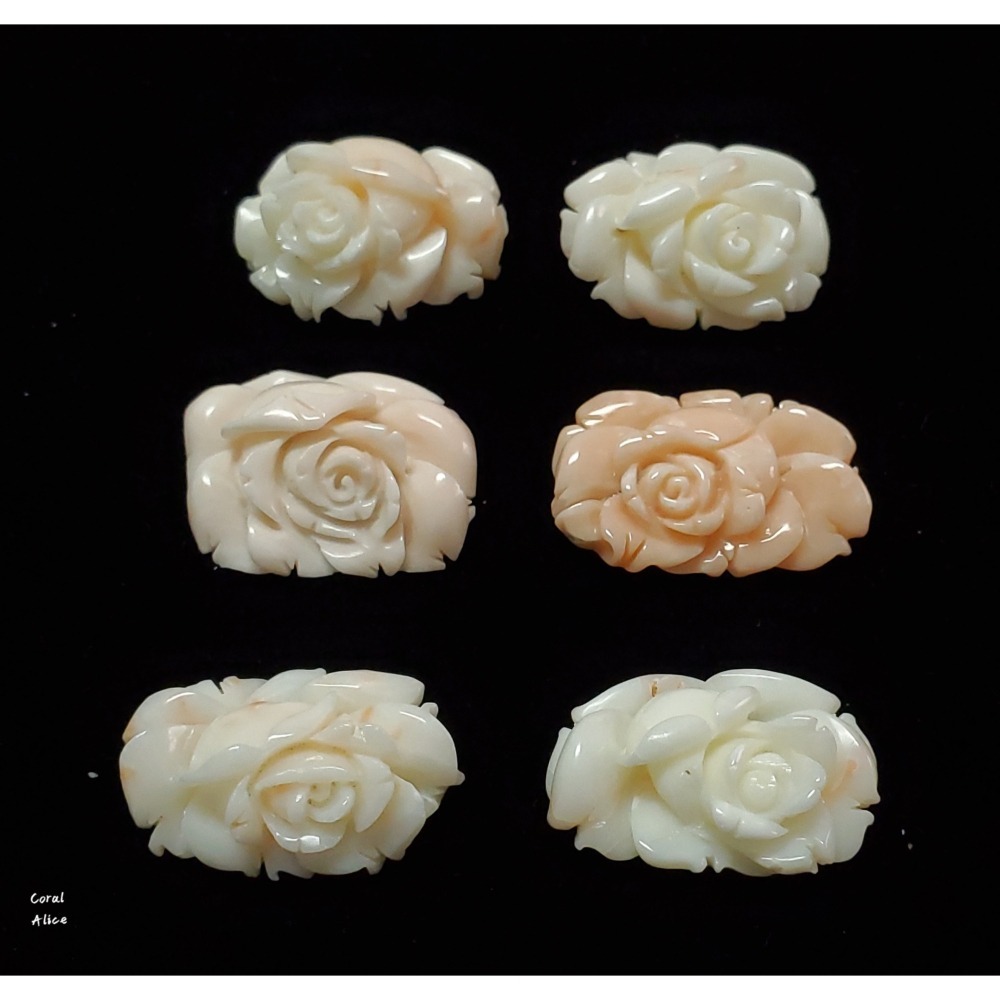 🌟Coral珊寶手作-天然白/粉珊瑚手工雕刻玫瑰花(無孔) 28.0-33mm CO2P1-656-細節圖4