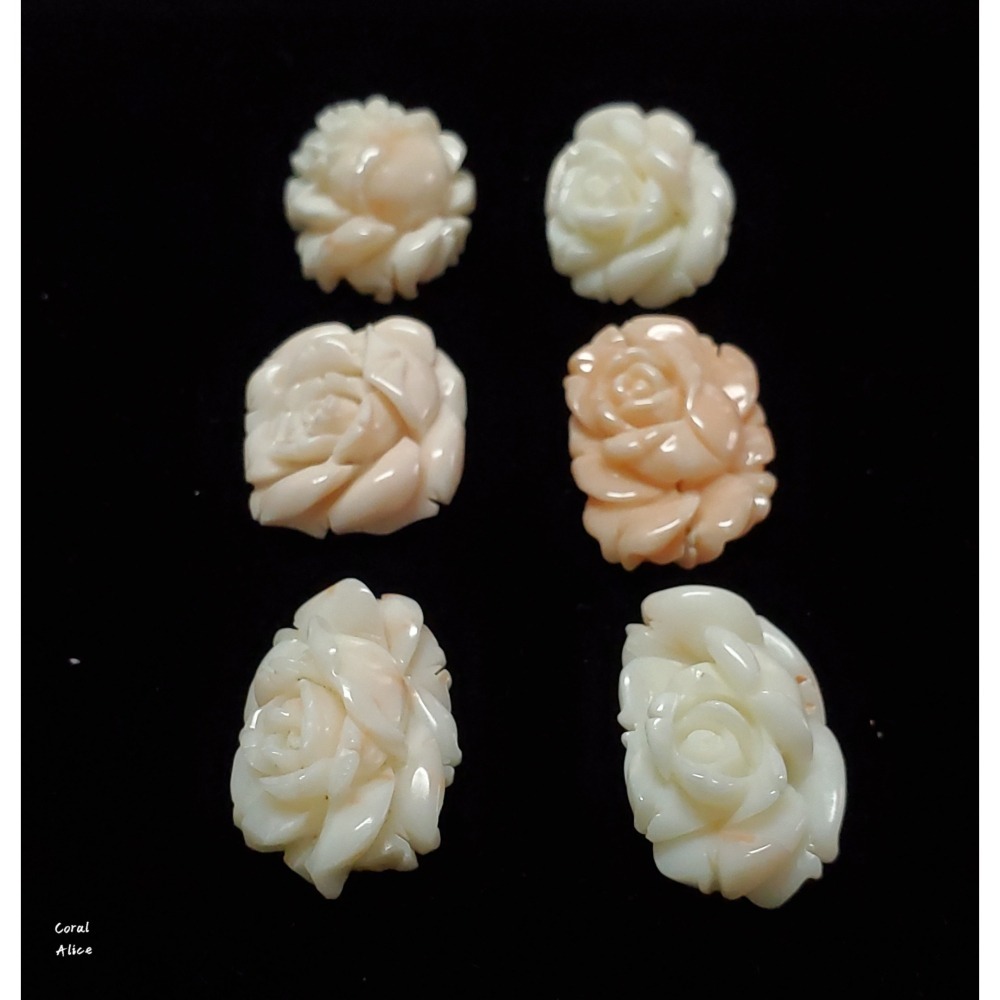 🌟Coral珊寶手作-天然白/粉珊瑚手工雕刻玫瑰花(無孔) 28.0-33mm CO2P1-656-細節圖5