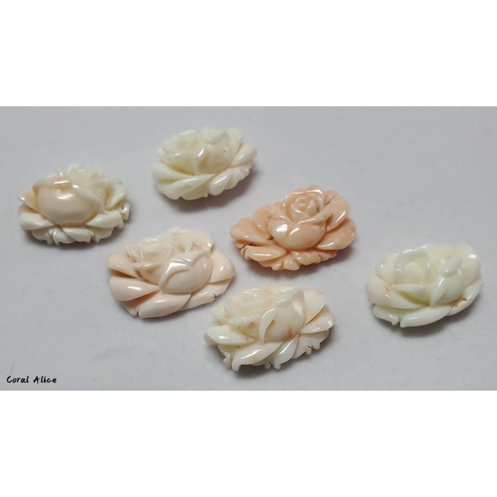 🌟Coral珊寶手作-天然白/粉珊瑚手工雕刻玫瑰花(無孔) 28.0-33mm CO2P1-656-細節圖7