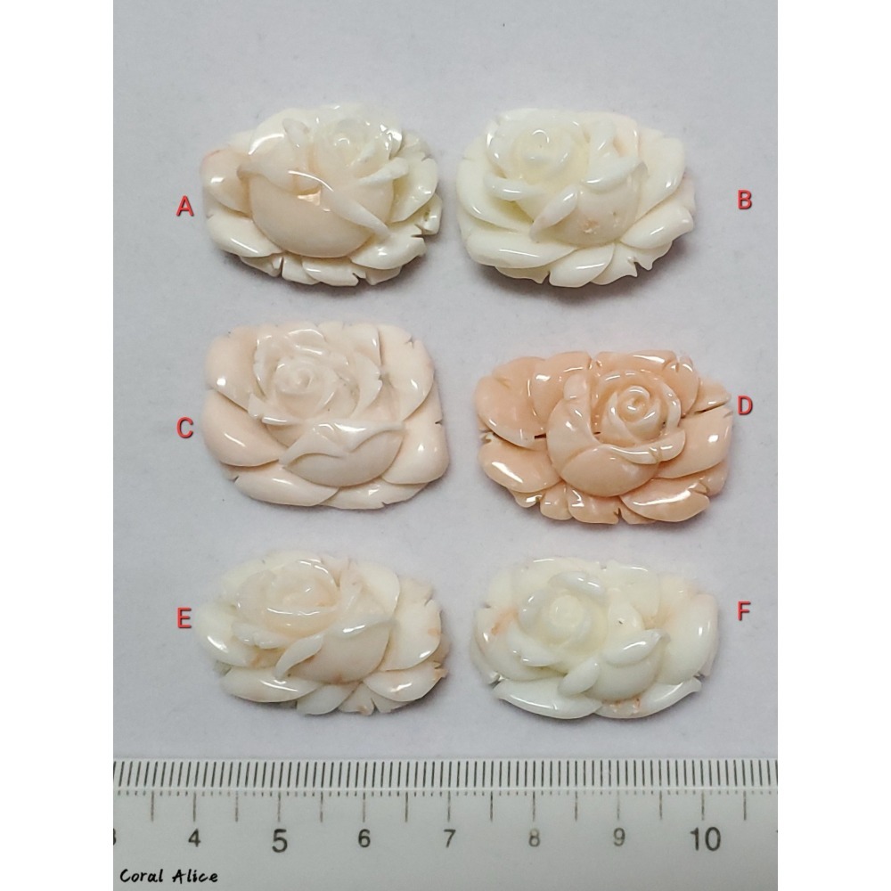 🌟Coral珊寶手作-天然白/粉珊瑚手工雕刻玫瑰花(無孔) 28.0-33mm CO2P1-656-細節圖9