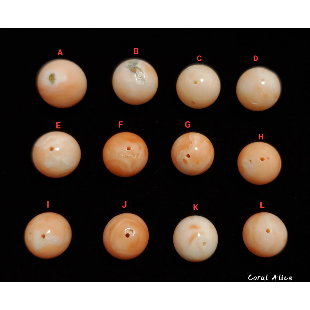 🌟Coral珊寶手作-天然深水珊瑚圓珠裸石(半孔) 10.4-12.2mm CO2P1-242-細節圖5