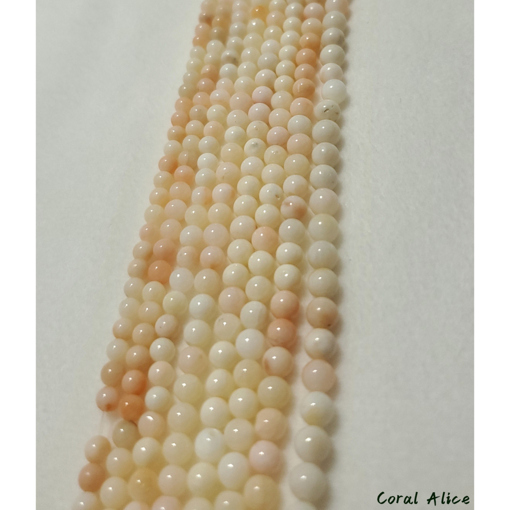 🌟Coral珊寶手作-天然珊瑚/寶石珊瑚/白珊瑚珠3.3-4.7mm CO2T1-553 
