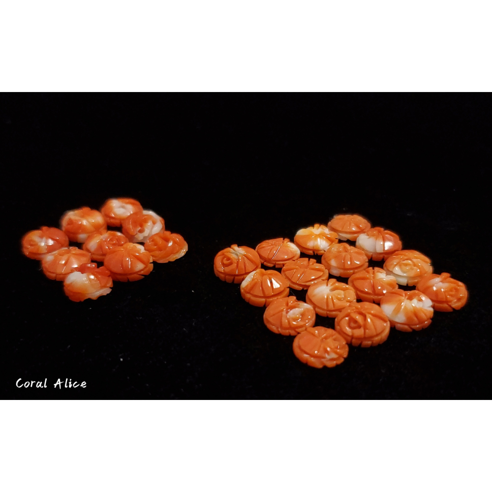 🌟Coral珊寶手作-天然momo珊瑚/阿卡珊瑚手工雕刻半面花(無孔) 7.5-8.0mm CO2P2-553-細節圖3