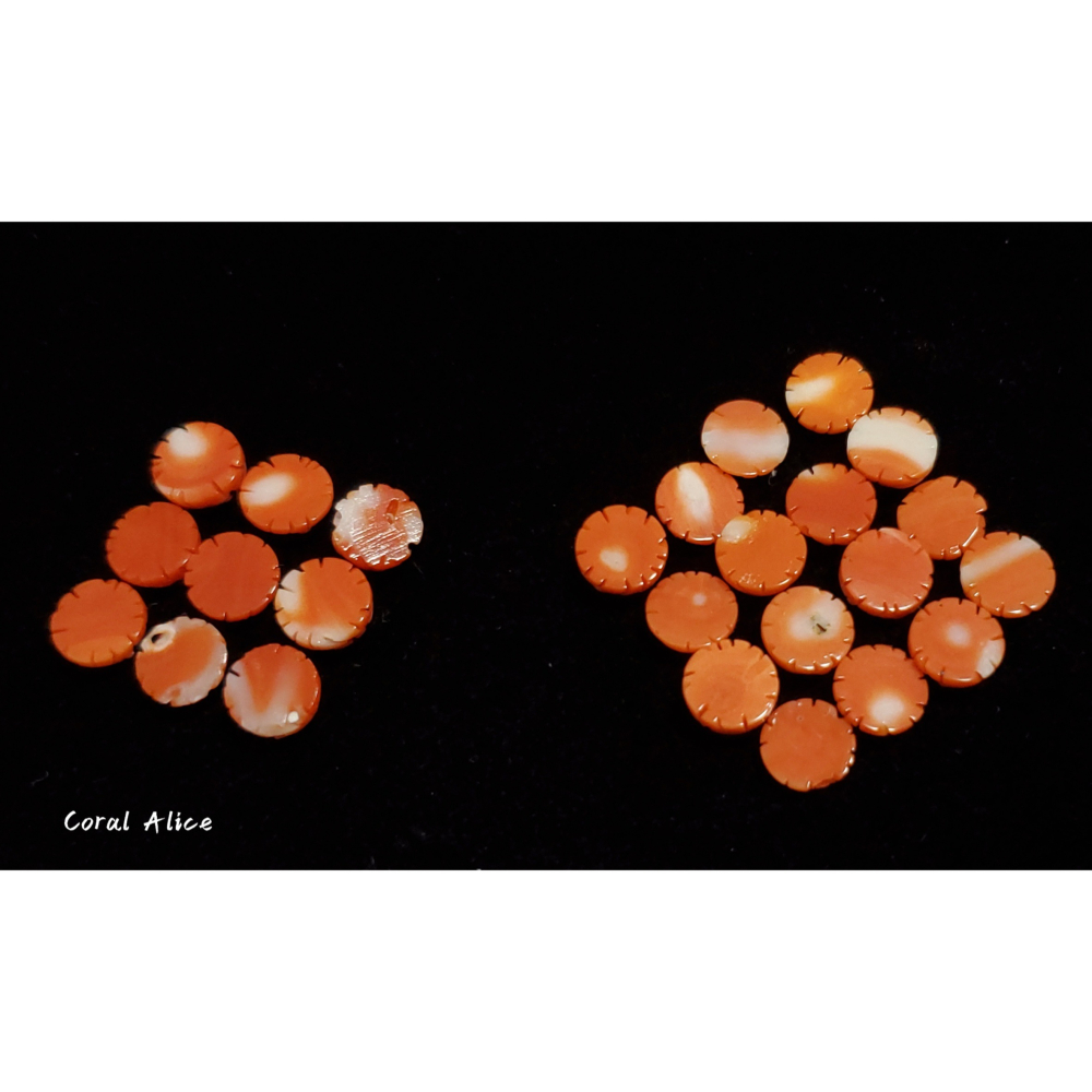 🌟Coral珊寶手作-天然momo珊瑚/阿卡珊瑚手工雕刻半面花(無孔) 7.5-8.0mm CO2P2-553-細節圖4