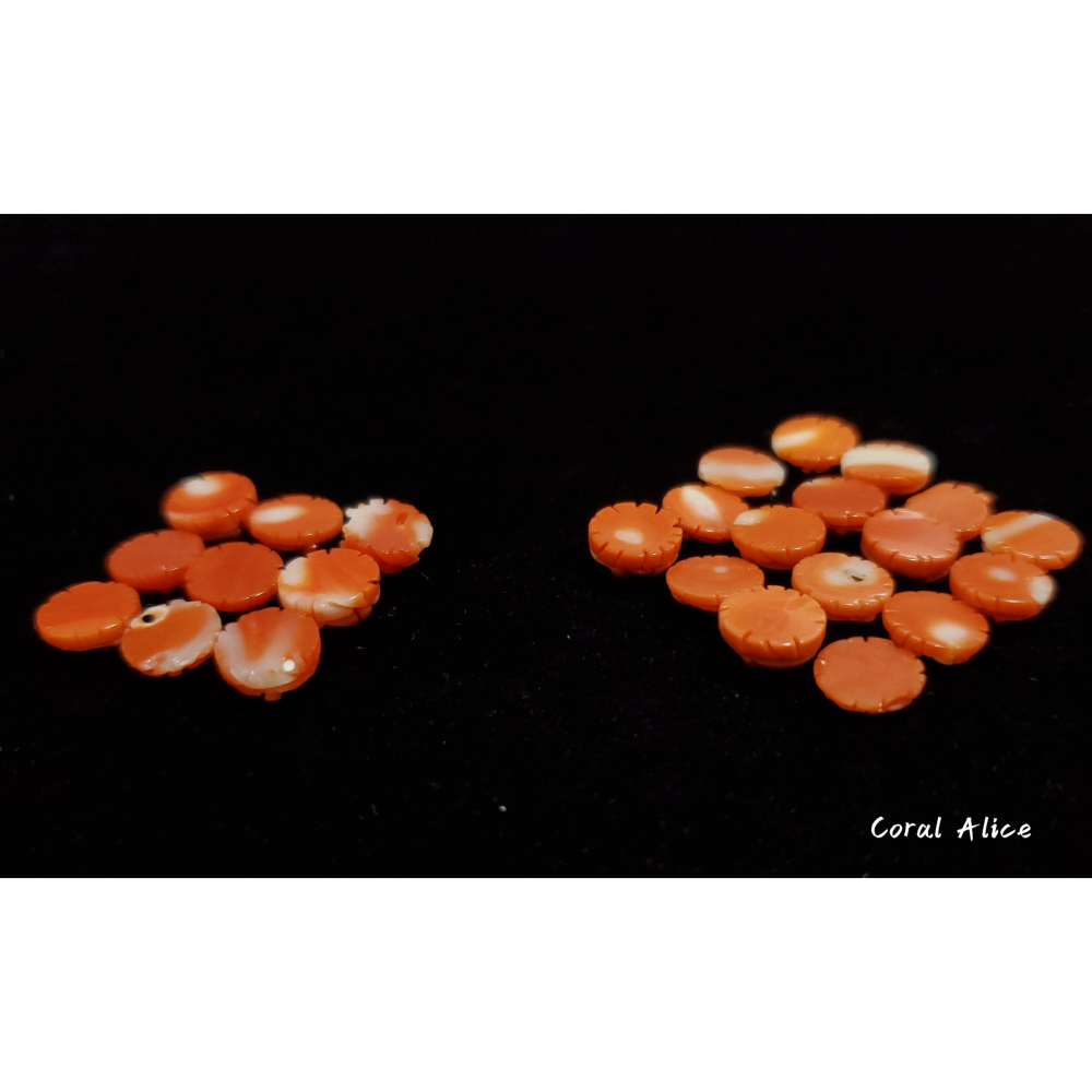 🌟Coral珊寶手作-天然momo珊瑚/阿卡珊瑚手工雕刻半面花(無孔) 7.5-8.0mm CO2P2-553-細節圖5