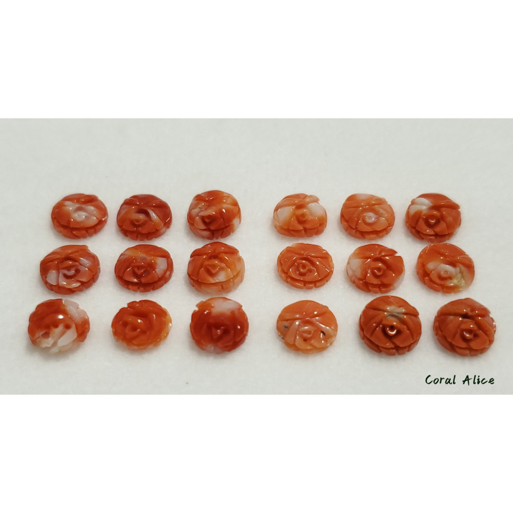 🌟Coral珊寶手作-天然momo珊瑚/阿卡珊瑚手工雕刻半面花(無孔) 7.5-8.0mm CO2P2-553-細節圖7