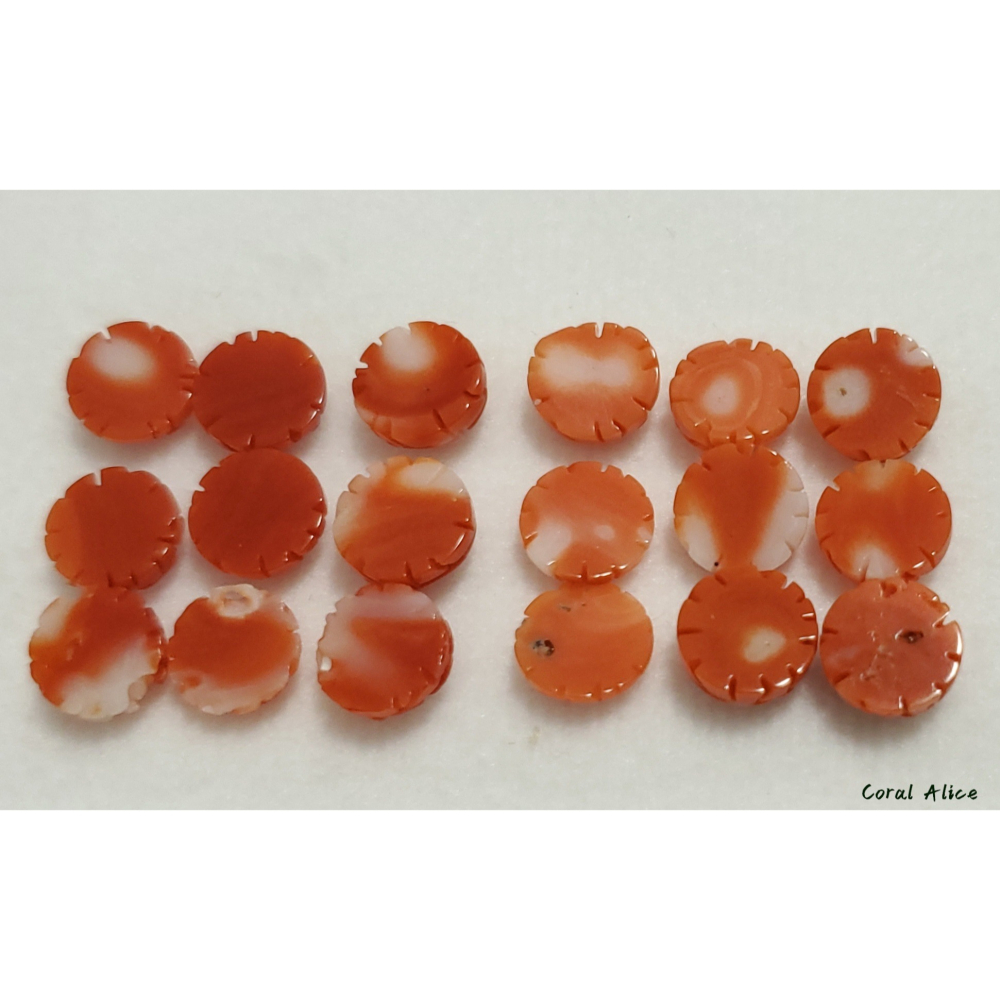 🌟Coral珊寶手作-天然momo珊瑚/阿卡珊瑚手工雕刻半面花(無孔) 7.5-8.0mm CO2P2-553-細節圖9