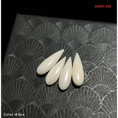 Coral珊寶手作-天然白珊瑚扁水滴裸石(無孔) 19.8-21.3mm CO2P2-552