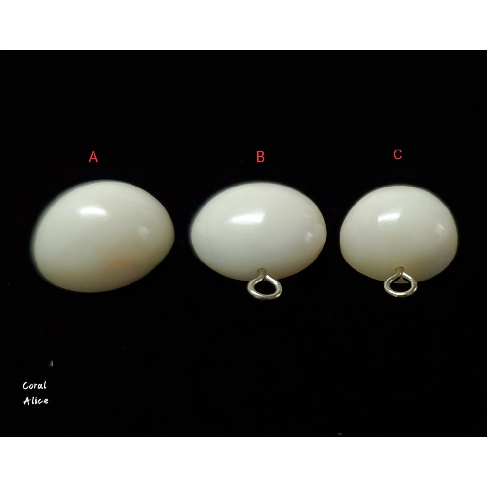 🌟Coral珊寶手作-天然白珊瑚半面圓型裸石 14.4-16.1mm CO2P1-677-細節圖5
