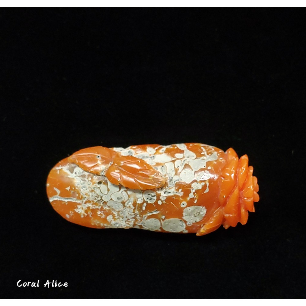 🌟Coral珊寶手作-天然阿卡珊瑚手工雕刻玫瑰花47.5mm (無孔) CO2P1-728-細節圖5