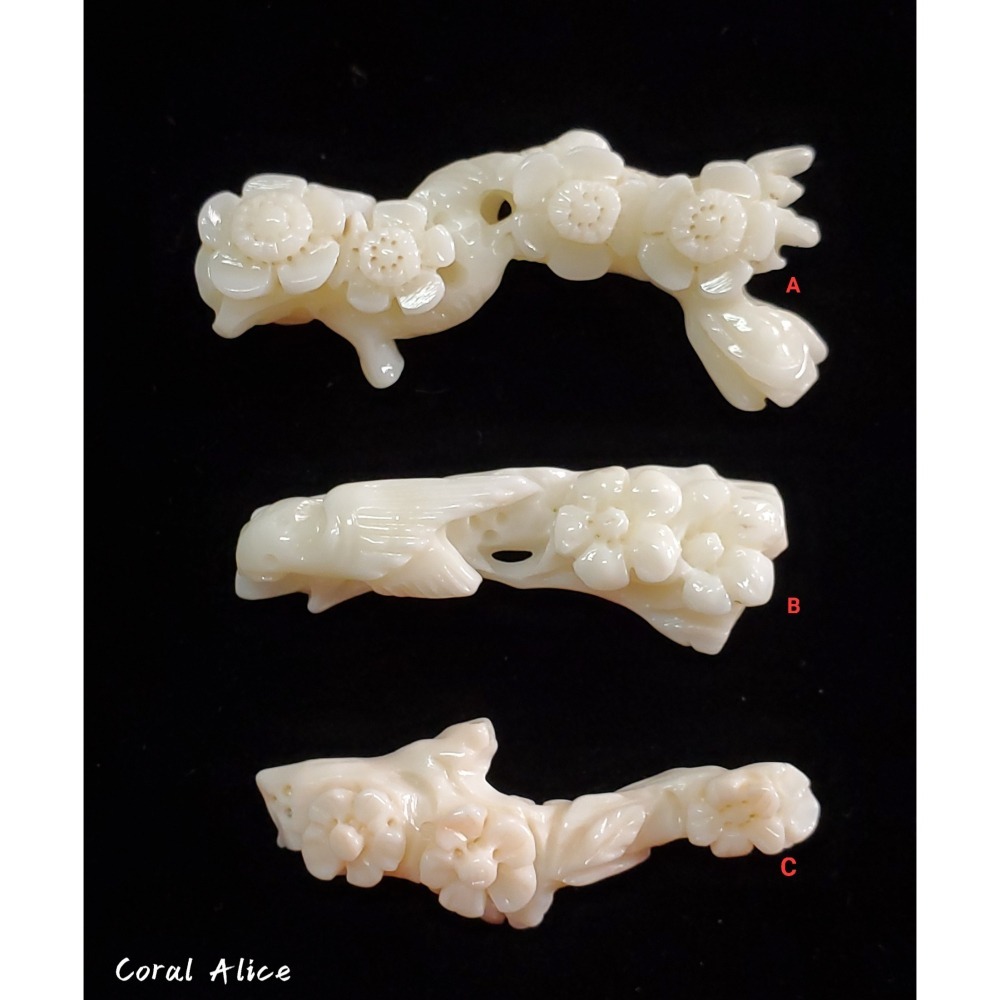🌟Coral珊寶手作-天然南枝珊瑚(白珊瑚)手工刻花段 CO2P1-773-細節圖3