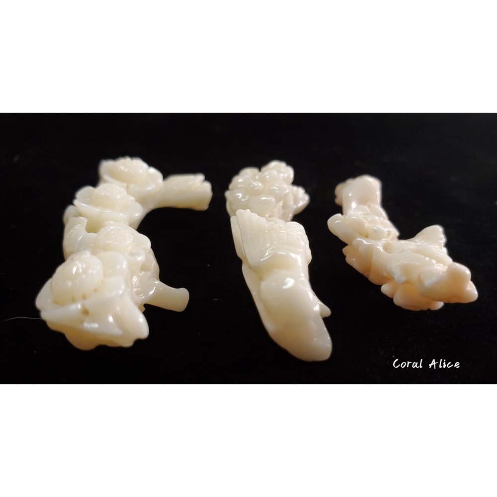 🌟Coral珊寶手作-天然南枝珊瑚(白珊瑚)手工刻花段 CO2P1-773-細節圖7