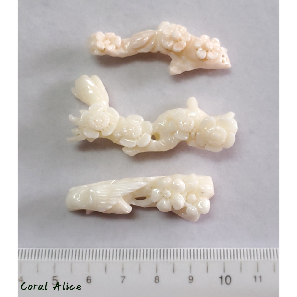 🌟Coral珊寶手作-天然南枝珊瑚(白珊瑚)手工刻花段 CO2P1-773-細節圖9