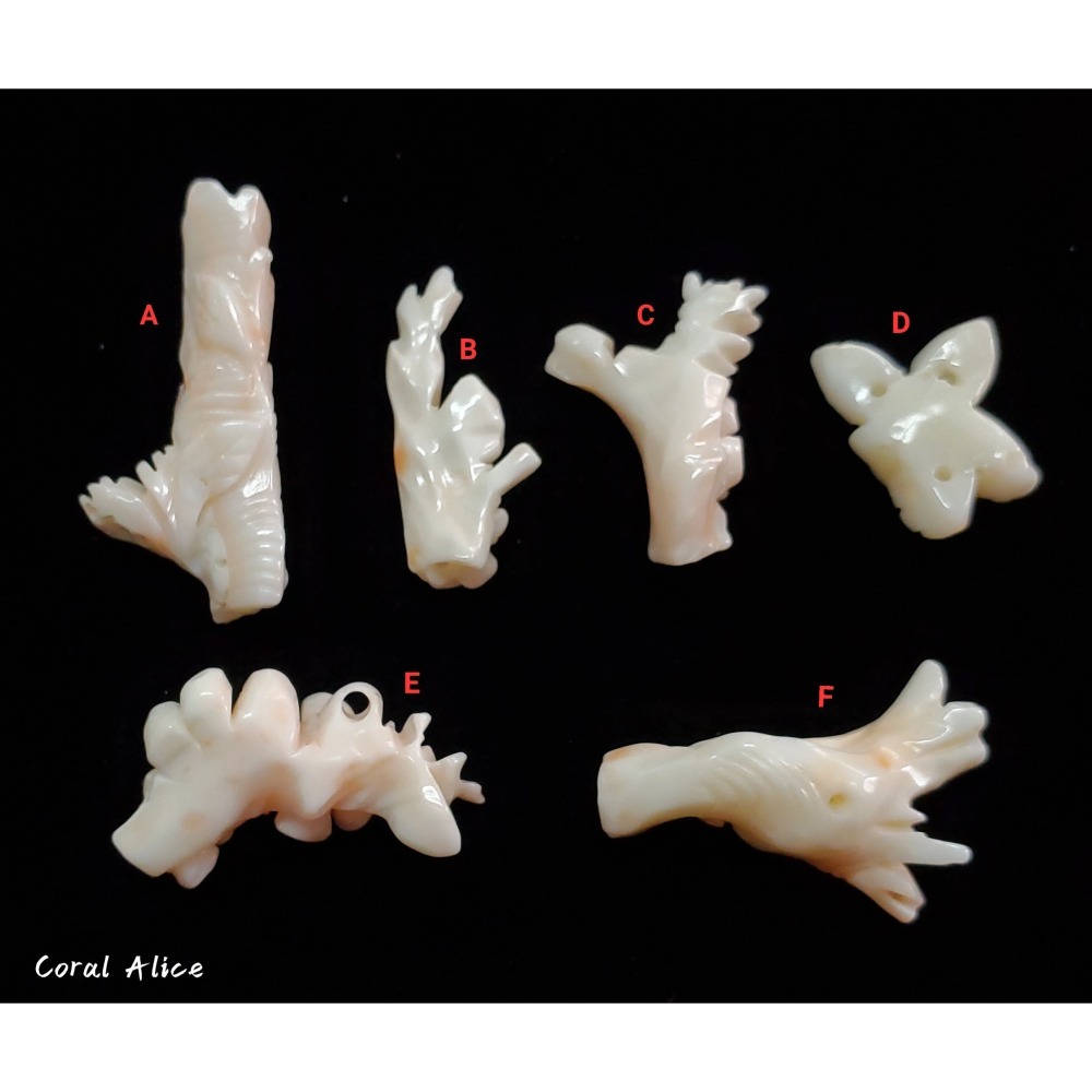 🌟Coral珊寶手作-天然白珊瑚(帶粉)手工雕刻 CO2P1-782-細節圖3