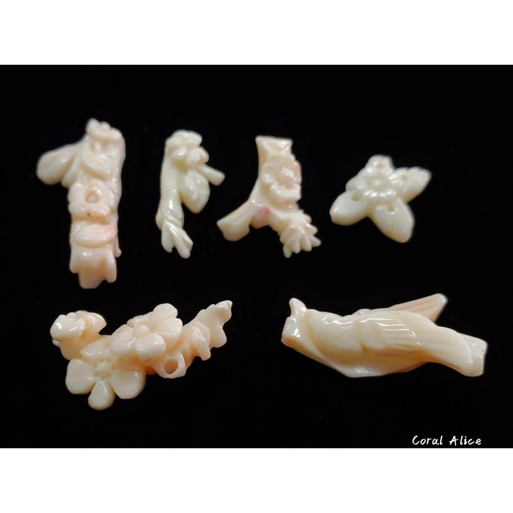 🌟Coral珊寶手作-天然白珊瑚(帶粉)手工雕刻 CO2P1-782-細節圖4