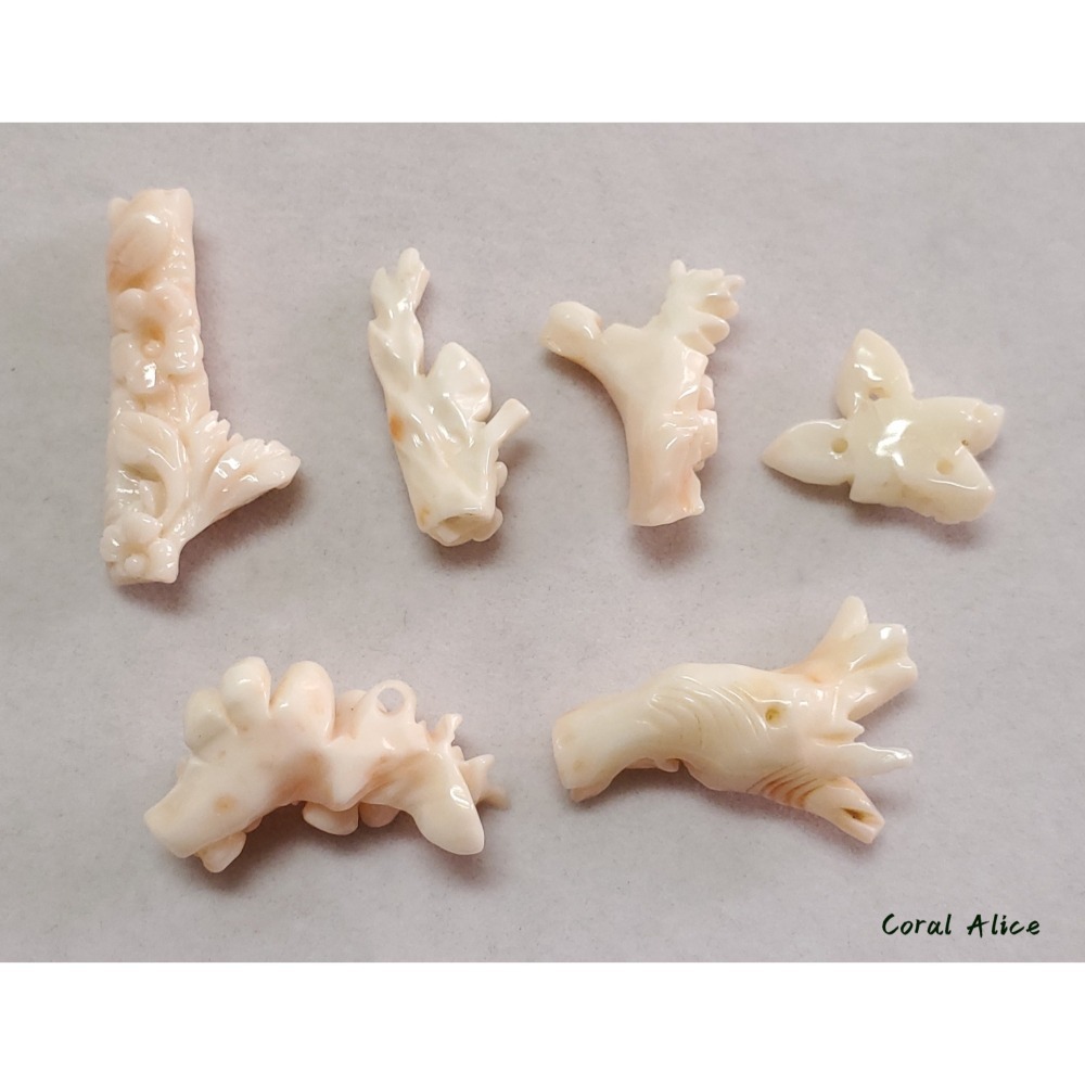 🌟Coral珊寶手作-天然白珊瑚(帶粉)手工雕刻 CO2P1-782-細節圖6