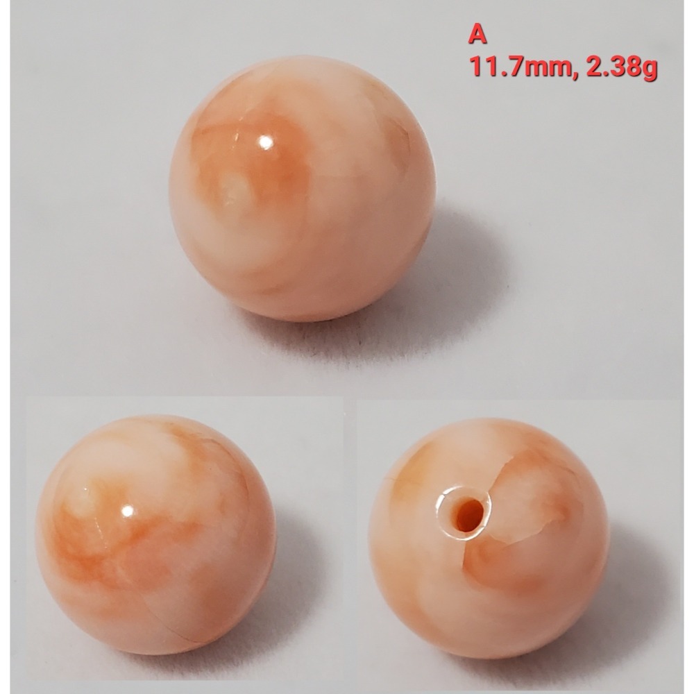 🌟Coral珊寶手作-天然阿卡/momo/深水珊瑚圓珠(半孔) CO2P1-975-規格圖10