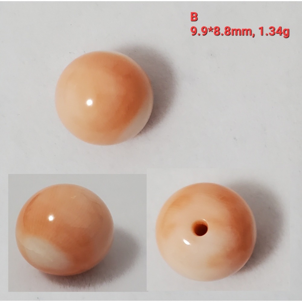 🌟Coral珊寶手作-天然阿卡/momo/深水珊瑚圓珠(半孔) CO2P1-975-規格圖10