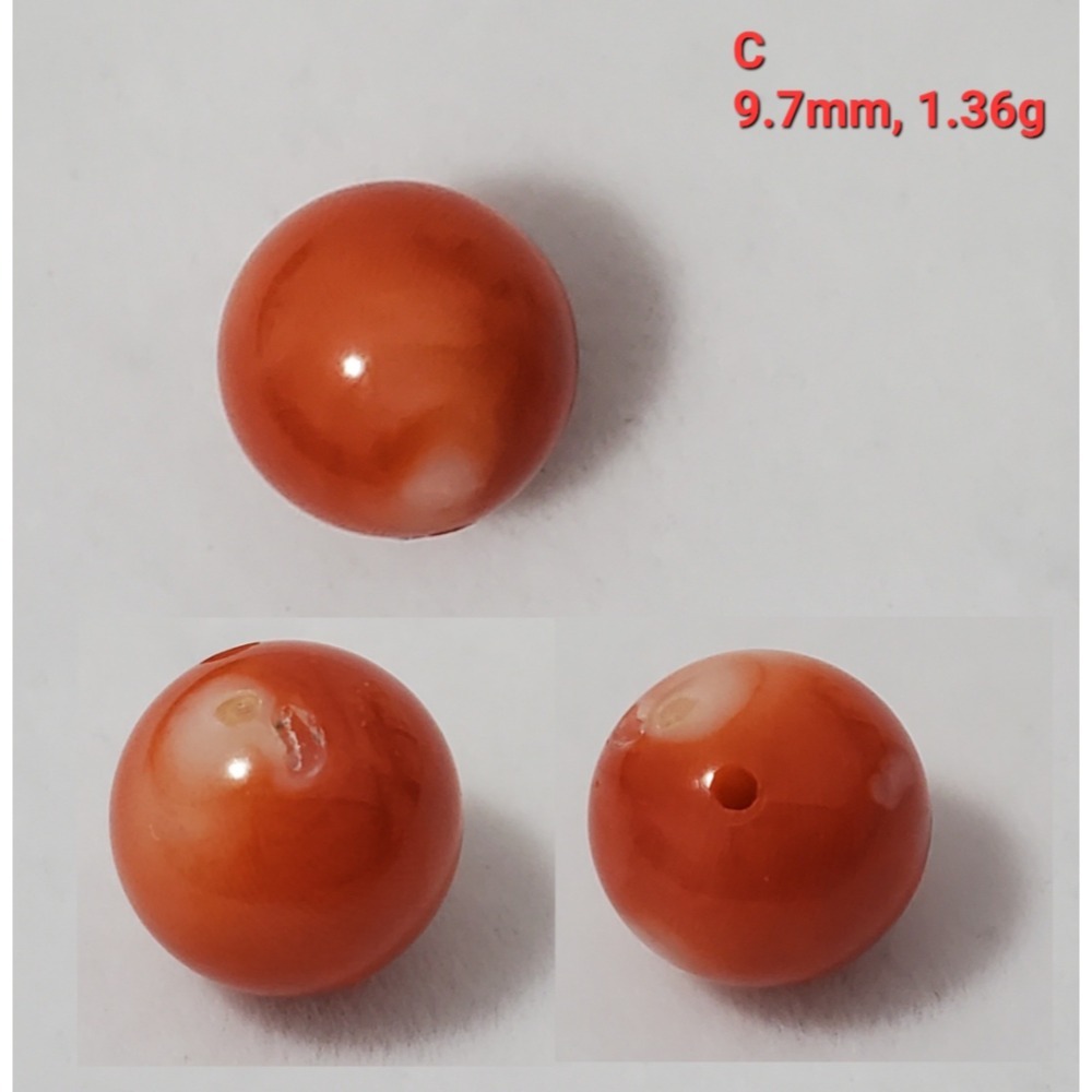 🌟Coral珊寶手作-天然阿卡/momo/深水珊瑚圓珠(半孔) CO2P1-975-規格圖10