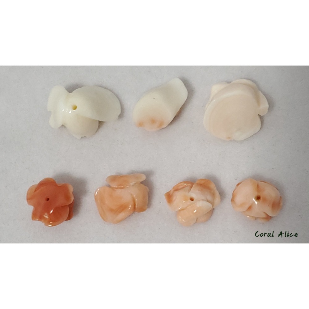 🌟Coral珊寶手作-天然白珊瑚/深水珊瑚手工雕刻玫瑰花 CO2P1-982-細節圖7