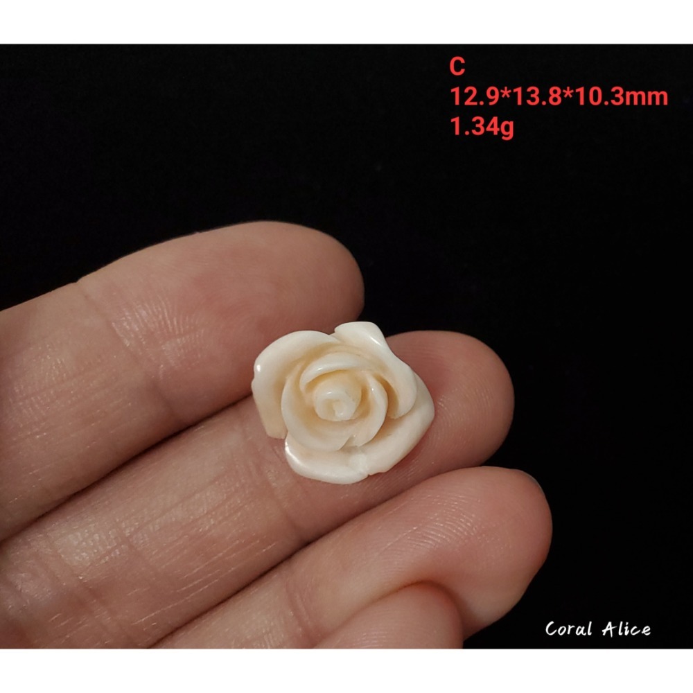🌟Coral珊寶手作-天然白珊瑚/深水珊瑚手工雕刻玫瑰花 CO2P1-982-規格圖9