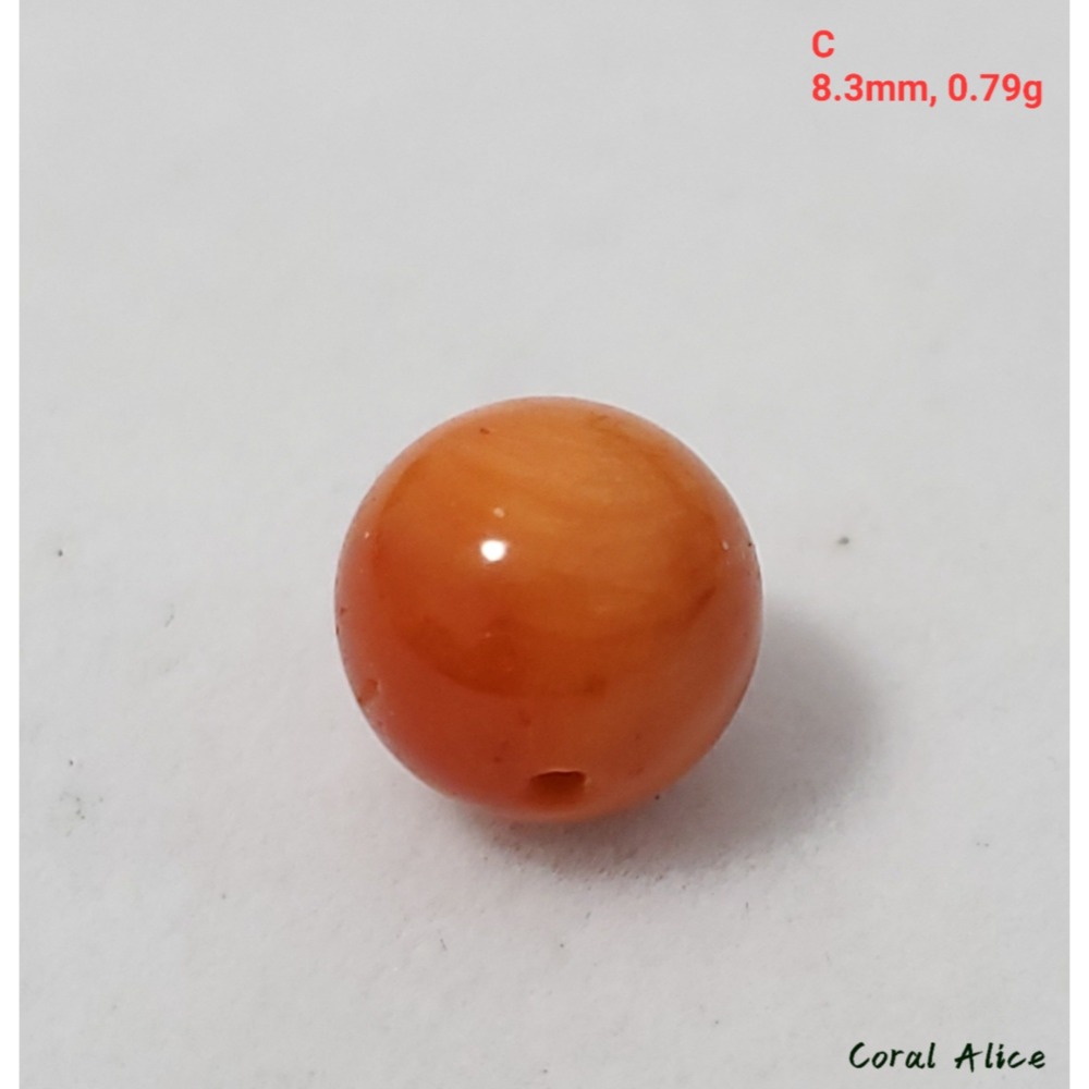 🌟Coral珊寶手作-天然momo珊瑚圓珠(直通孔) 8.3-8.6mm CO2P1-993-規格圖11