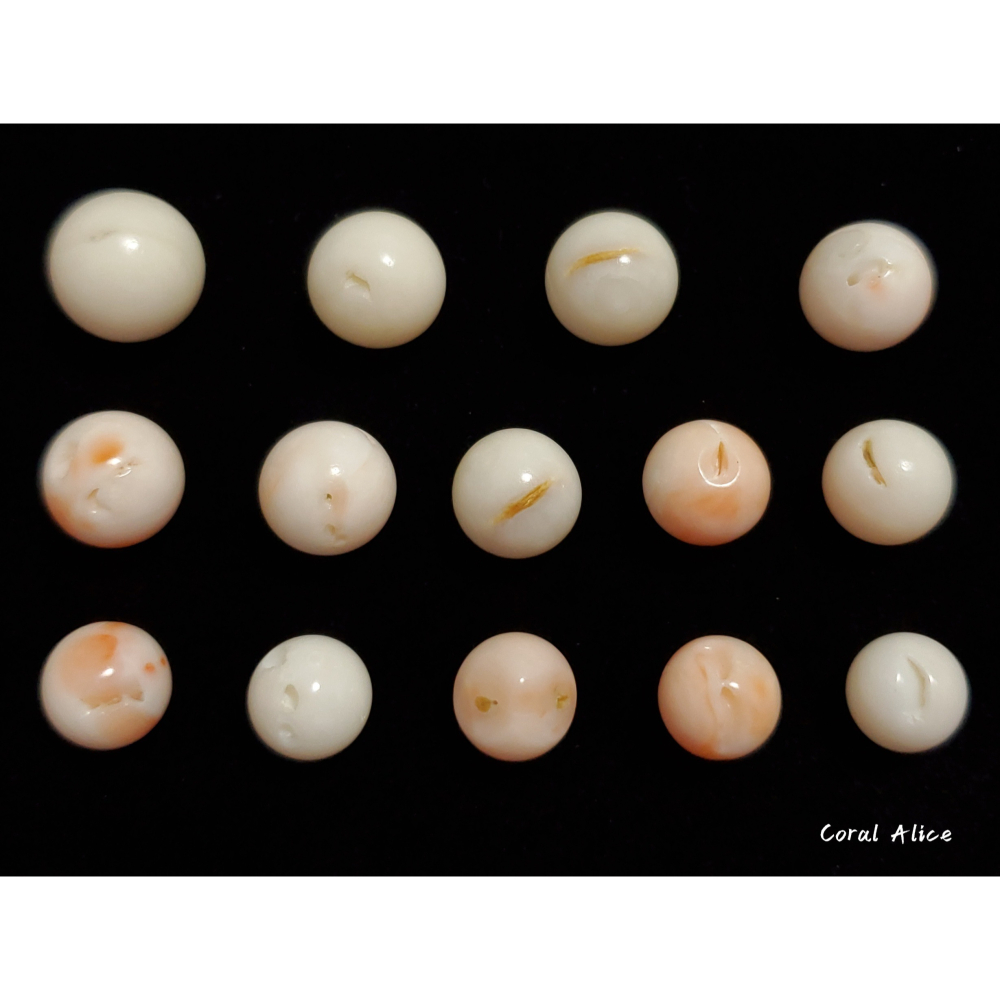 🌟Coral珊寶手作-天然白珊瑚/深水珊瑚圓珠(無孔) 9.6-13.1mm CO2P1-278-細節圖5