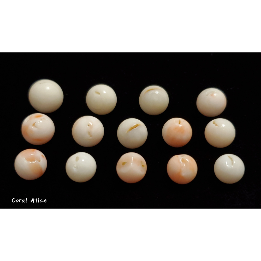 🌟Coral珊寶手作-天然白珊瑚/深水珊瑚圓珠(無孔) 9.6-13.1mm CO2P1-278-細節圖6