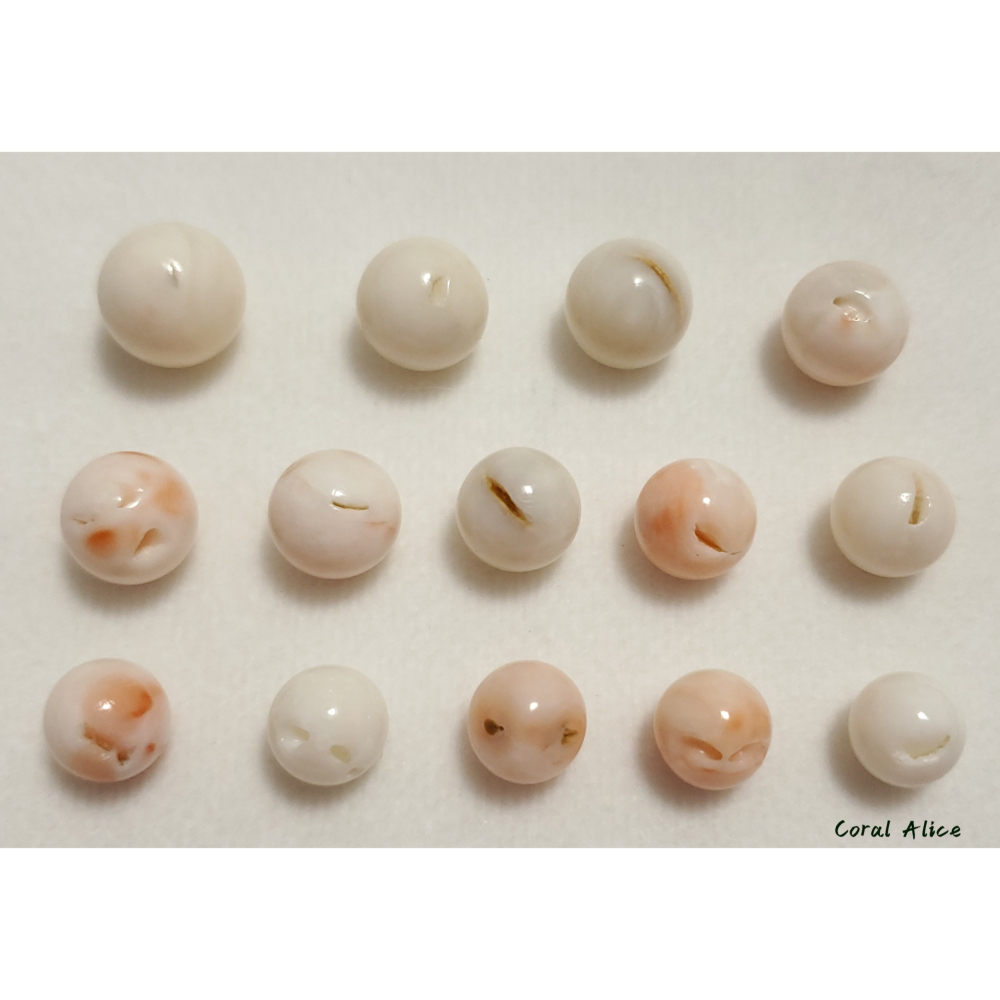 🌟Coral珊寶手作-天然白珊瑚/深水珊瑚圓珠(無孔) 9.6-13.1mm CO2P1-278-細節圖9