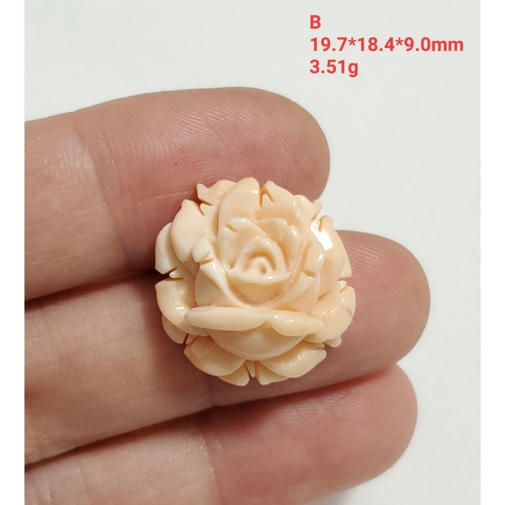 🌟Coral珊寶手作-天然白珊瑚/深水珊瑚手工刻花件(半面) CO2P1-295-規格圖11