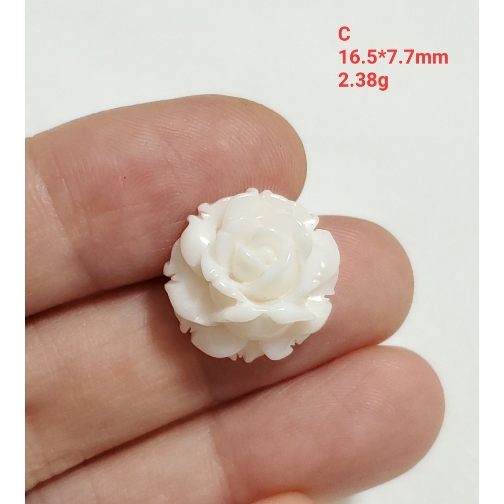 🌟Coral珊寶手作-天然白珊瑚/深水珊瑚手工刻花件(半面) CO2P1-295-規格圖11