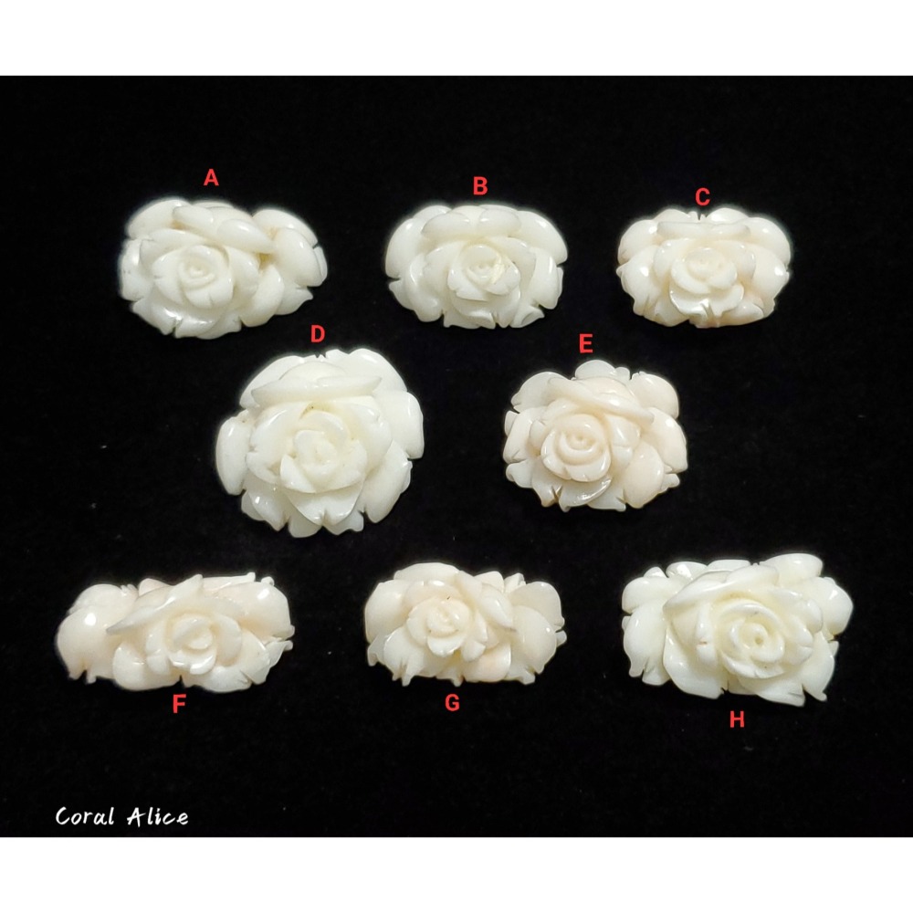 🌟Coral珊寶手作-天然白珊瑚手工刻花(半面玫瑰) CO2P1-296-細節圖2