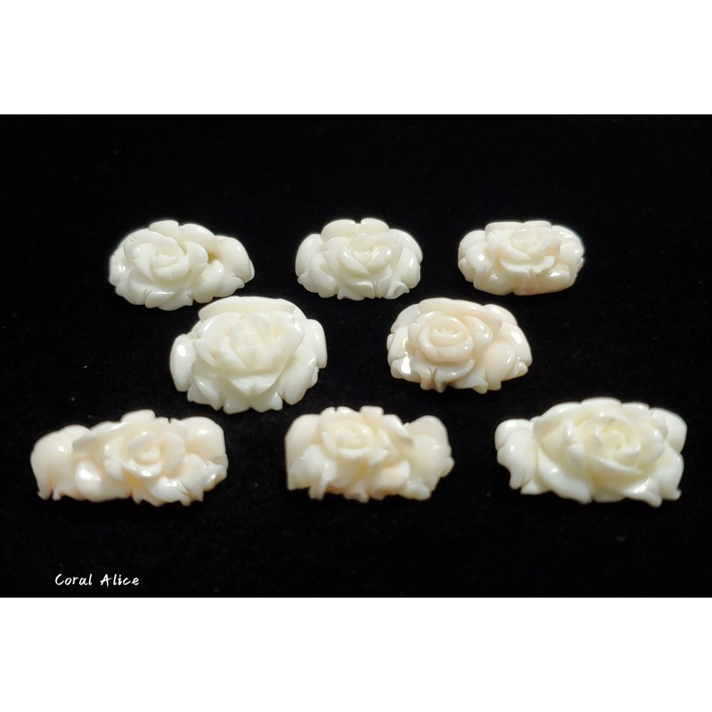 🌟Coral珊寶手作-天然白珊瑚手工刻花(半面玫瑰) CO2P1-296-細節圖3