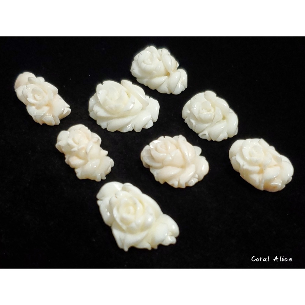 🌟Coral珊寶手作-天然白珊瑚手工刻花(半面玫瑰) CO2P1-296-細節圖4