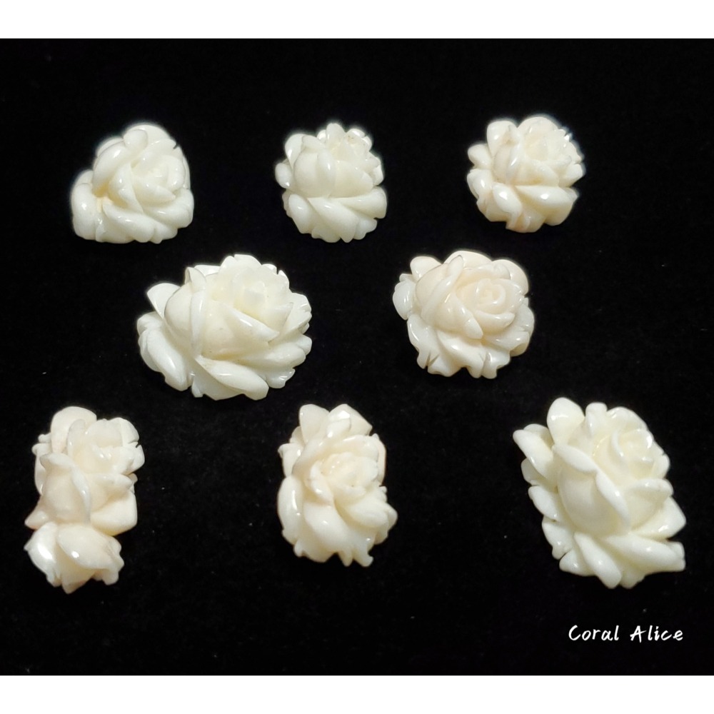🌟Coral珊寶手作-天然白珊瑚手工刻花(半面玫瑰) CO2P1-296-細節圖5