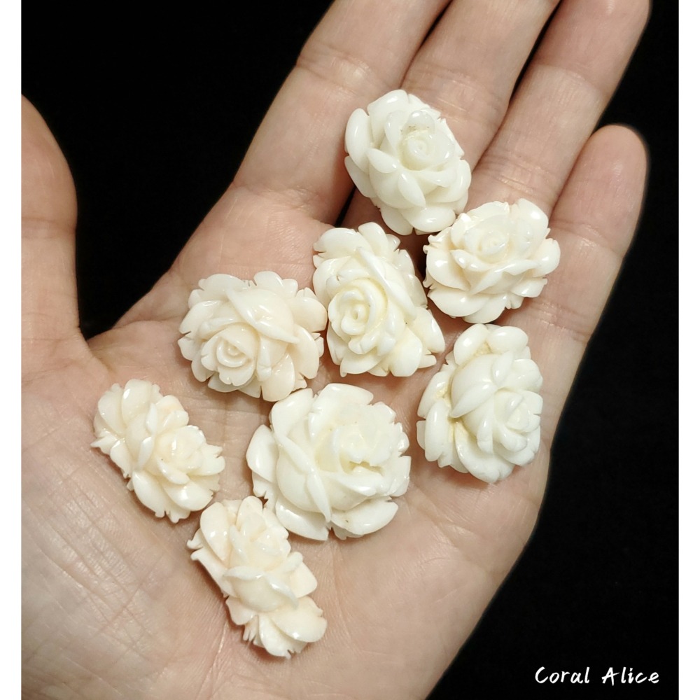 🌟Coral珊寶手作-天然白珊瑚手工刻花(半面玫瑰) CO2P1-296-細節圖7