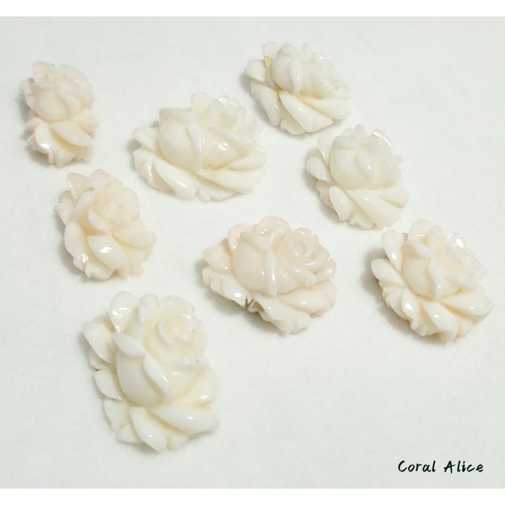 🌟Coral珊寶手作-天然白珊瑚手工刻花(半面玫瑰) CO2P1-296-細節圖9
