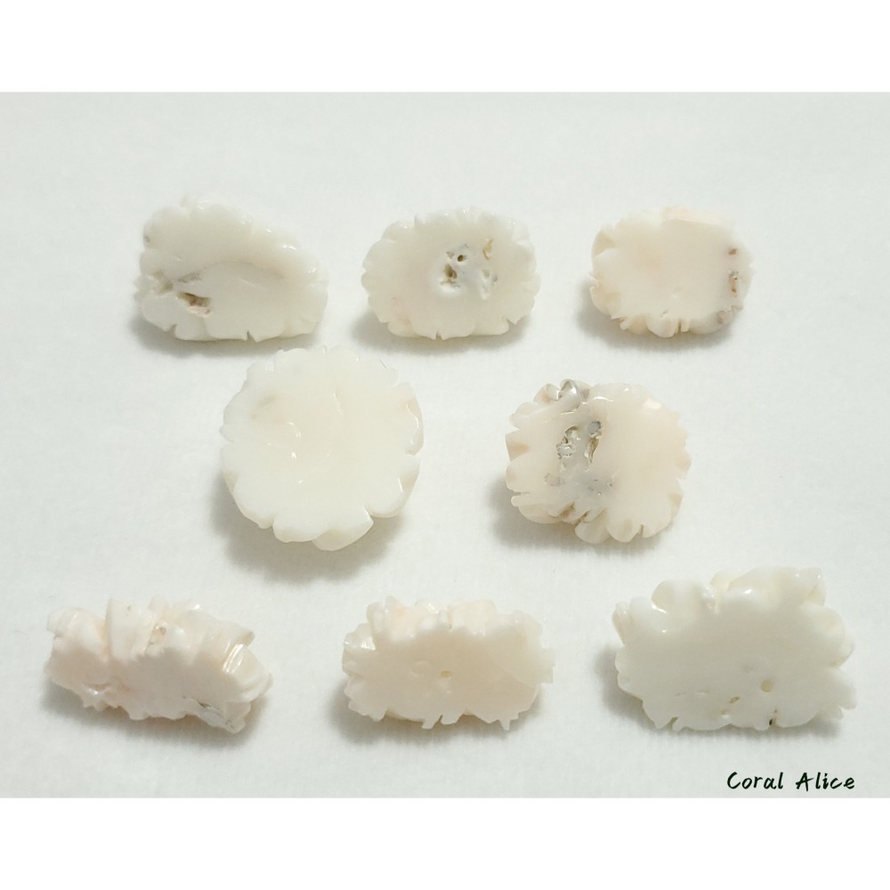 🌟Coral珊寶手作-天然白珊瑚手工刻花(半面玫瑰) CO2P1-296-細節圖10
