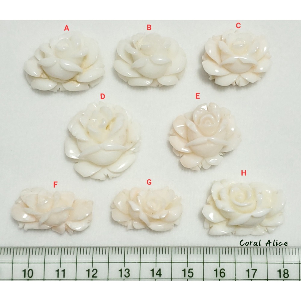 🌟Coral珊寶手作-天然白珊瑚手工刻花(半面玫瑰) CO2P1-296-細節圖11