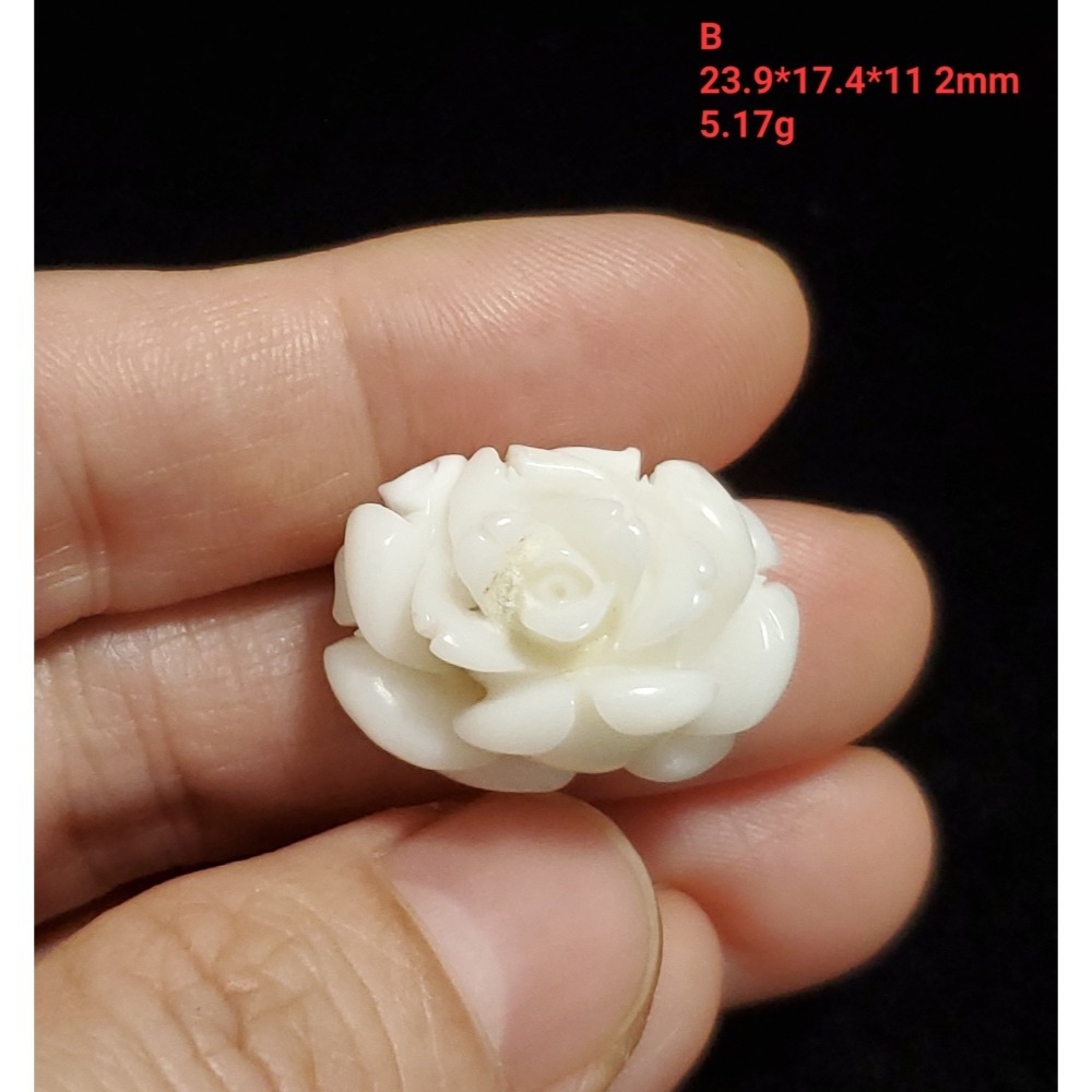 🌟Coral珊寶手作-天然白珊瑚手工刻花(半面玫瑰) CO2P1-296-規格圖11
