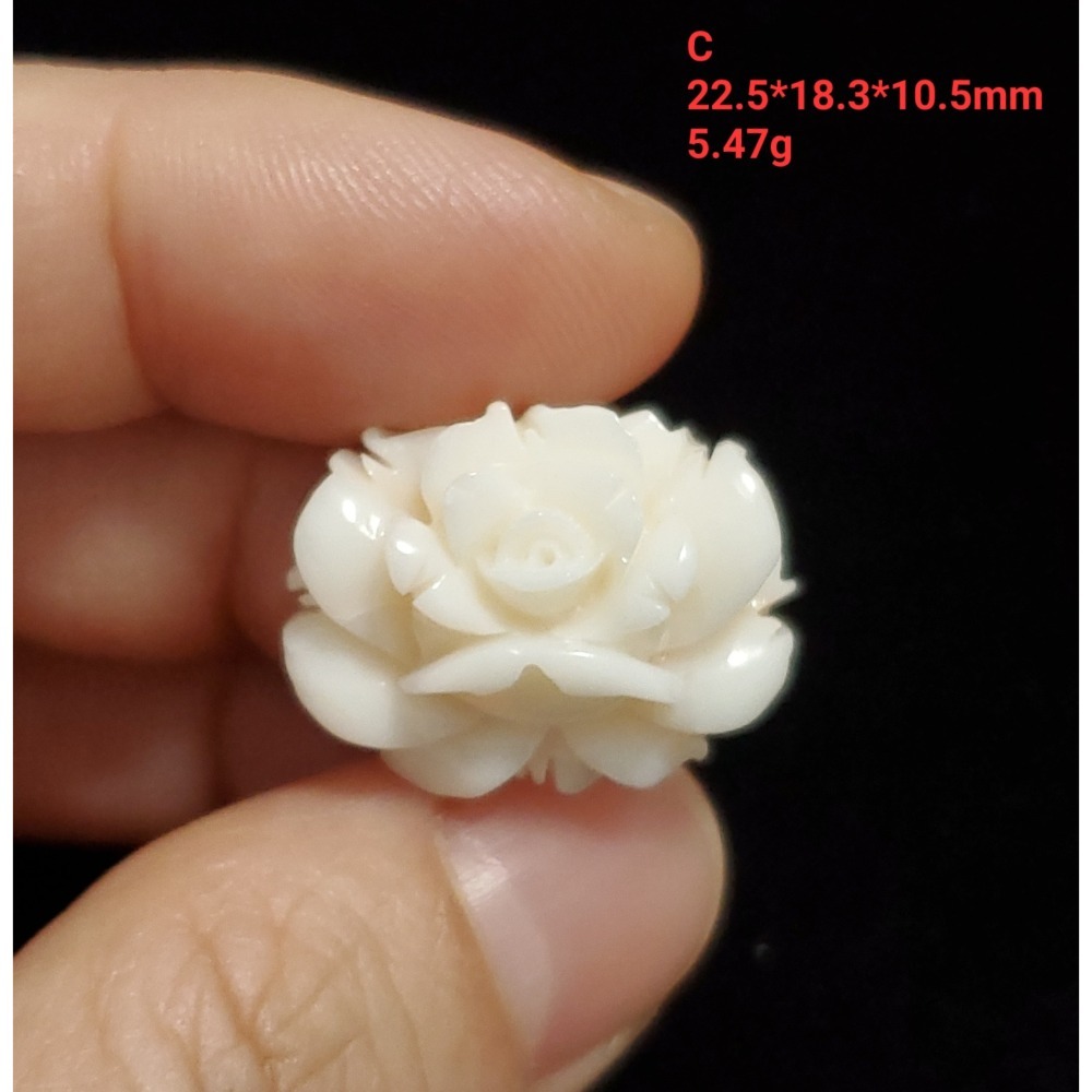🌟Coral珊寶手作-天然白珊瑚手工刻花(半面玫瑰) CO2P1-296-規格圖11