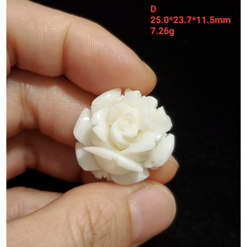 🌟Coral珊寶手作-天然白珊瑚手工刻花(半面玫瑰) CO2P1-296-規格圖11