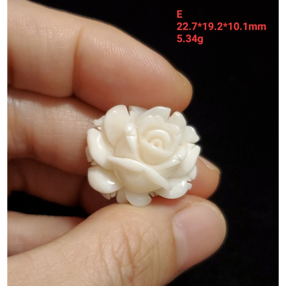 🌟Coral珊寶手作-天然白珊瑚手工刻花(半面玫瑰) CO2P1-296-規格圖11