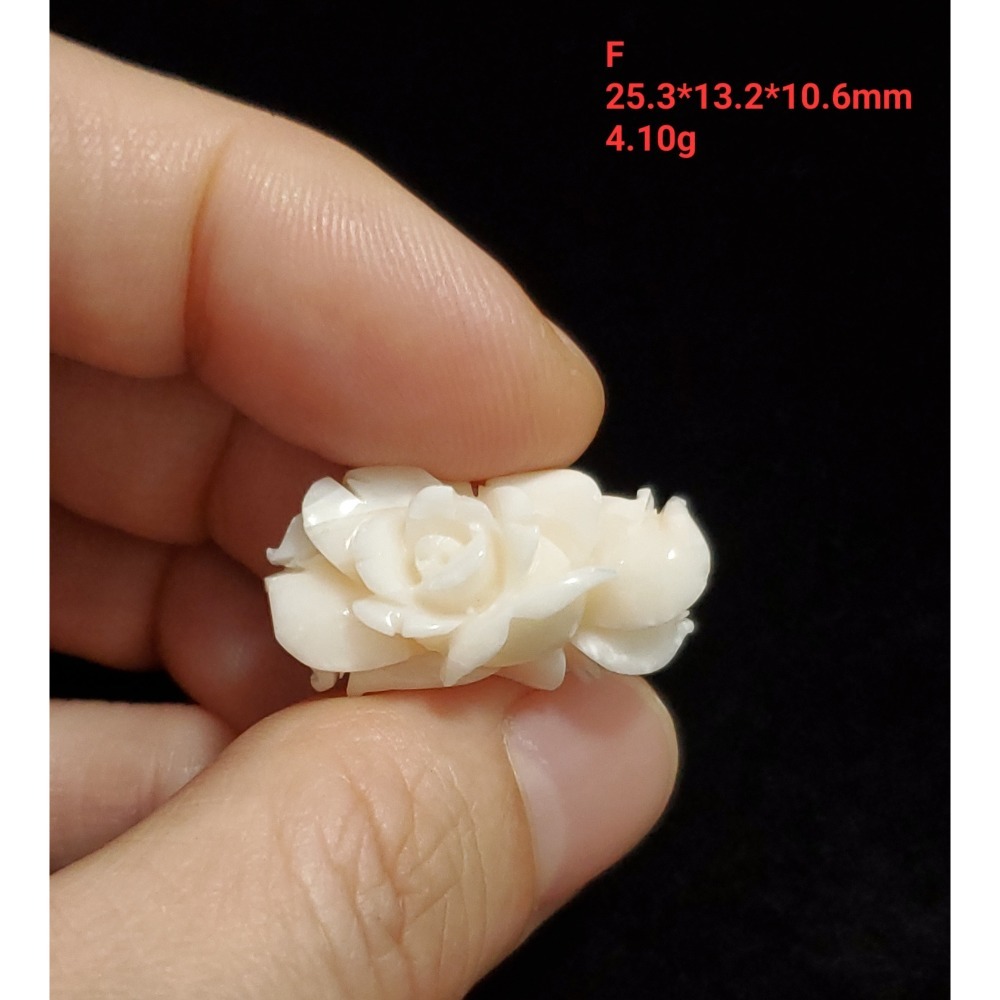 🌟Coral珊寶手作-天然白珊瑚手工刻花(半面玫瑰) CO2P1-296-規格圖11