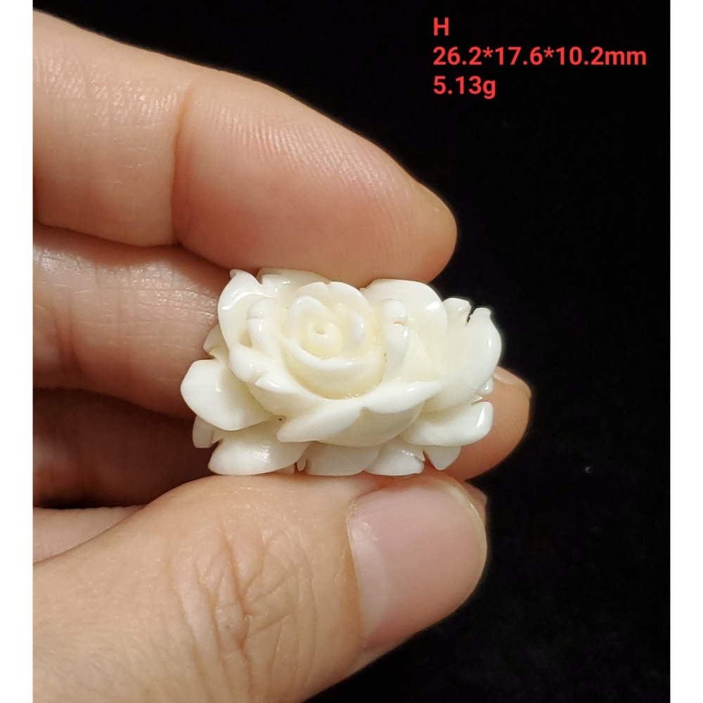 🌟Coral珊寶手作-天然白珊瑚手工刻花(半面玫瑰) CO2P1-296-規格圖11