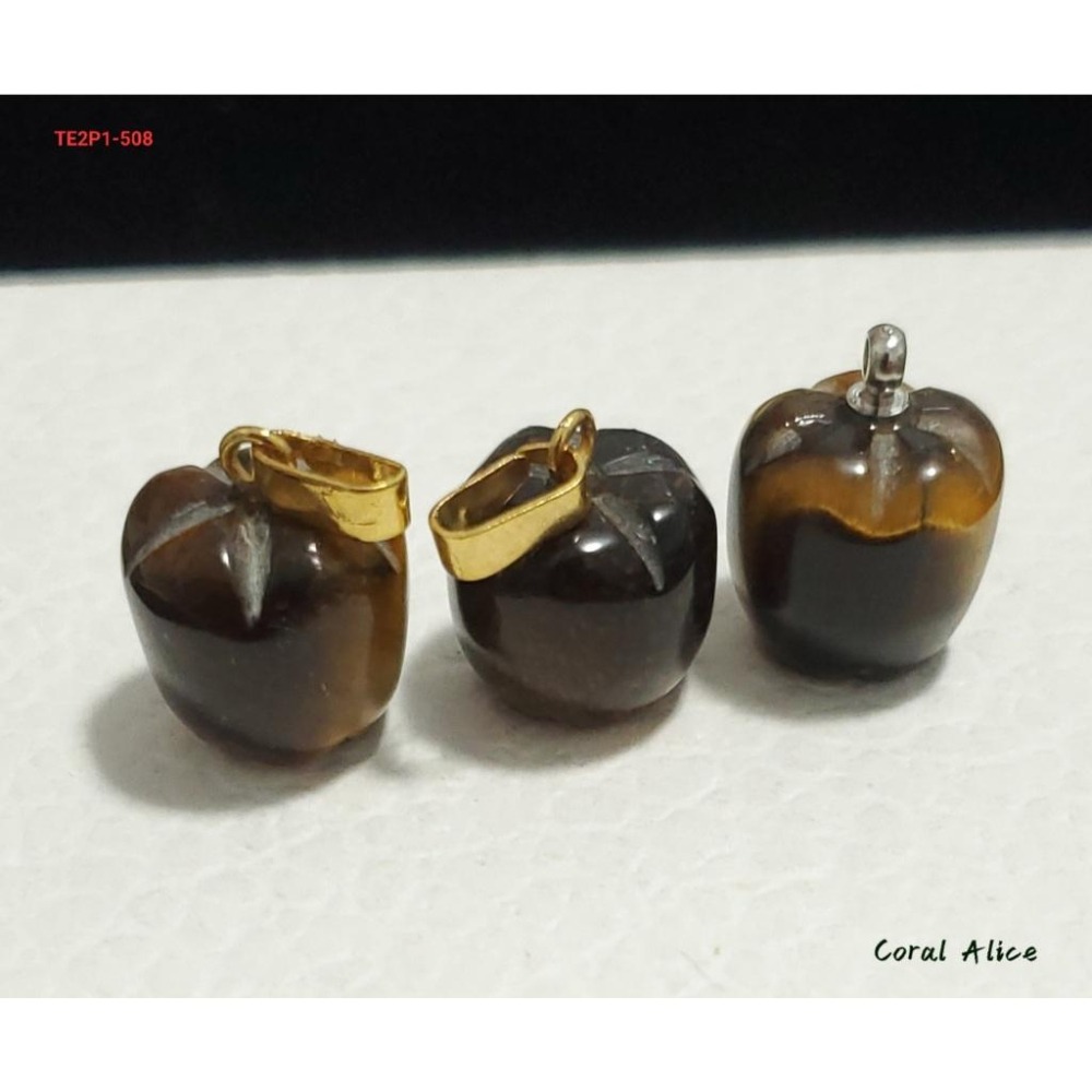 🌟Coral珊寶手作-天然虎眼蘋果造型墜 裸石約12*12mm TE2P1-508-細節圖2