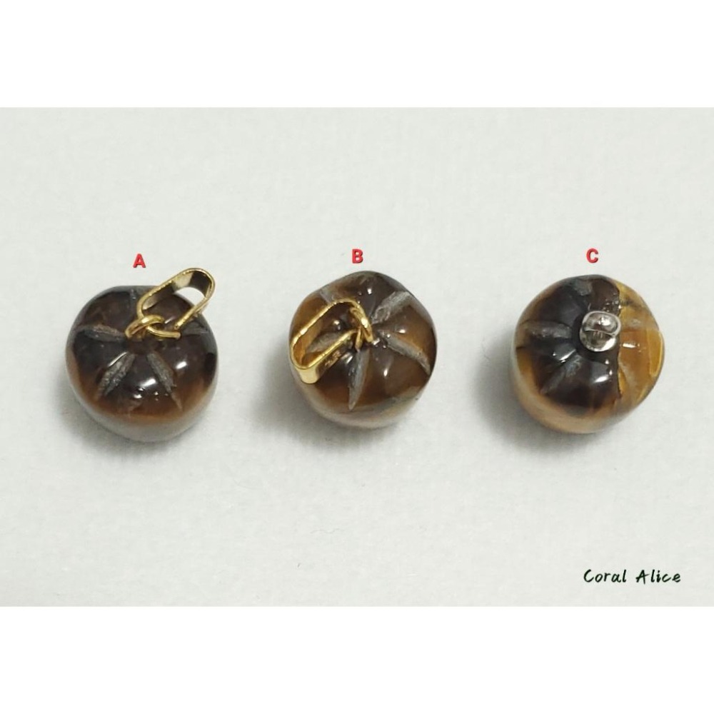 🌟Coral珊寶手作-天然虎眼蘋果造型墜 裸石約12*12mm TE2P1-508-細節圖8