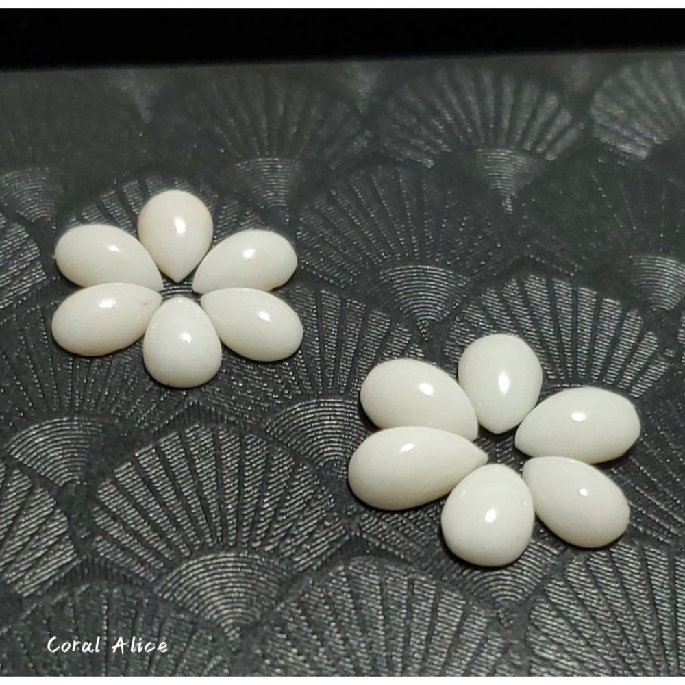 🌟Coral珊寶手作-天然白珊瑚半面水滴造型裸石 9.2*6.1-8.5*5.4mm CO2P2-572-細節圖2
