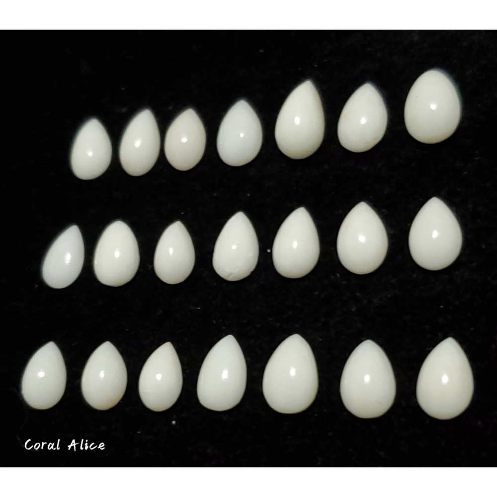 🌟Coral珊寶手作-天然白珊瑚半面水滴造型裸石 9.2*6.1-8.5*5.4mm CO2P2-572-細節圖4