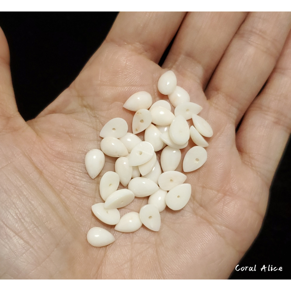 🌟Coral珊寶手作-天然白珊瑚半面水滴造型裸石 9.2*6.1-8.5*5.4mm CO2P2-572-細節圖6